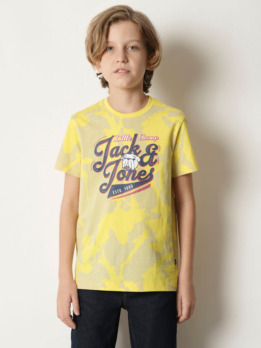 Boys Yellow Printed T-shirt