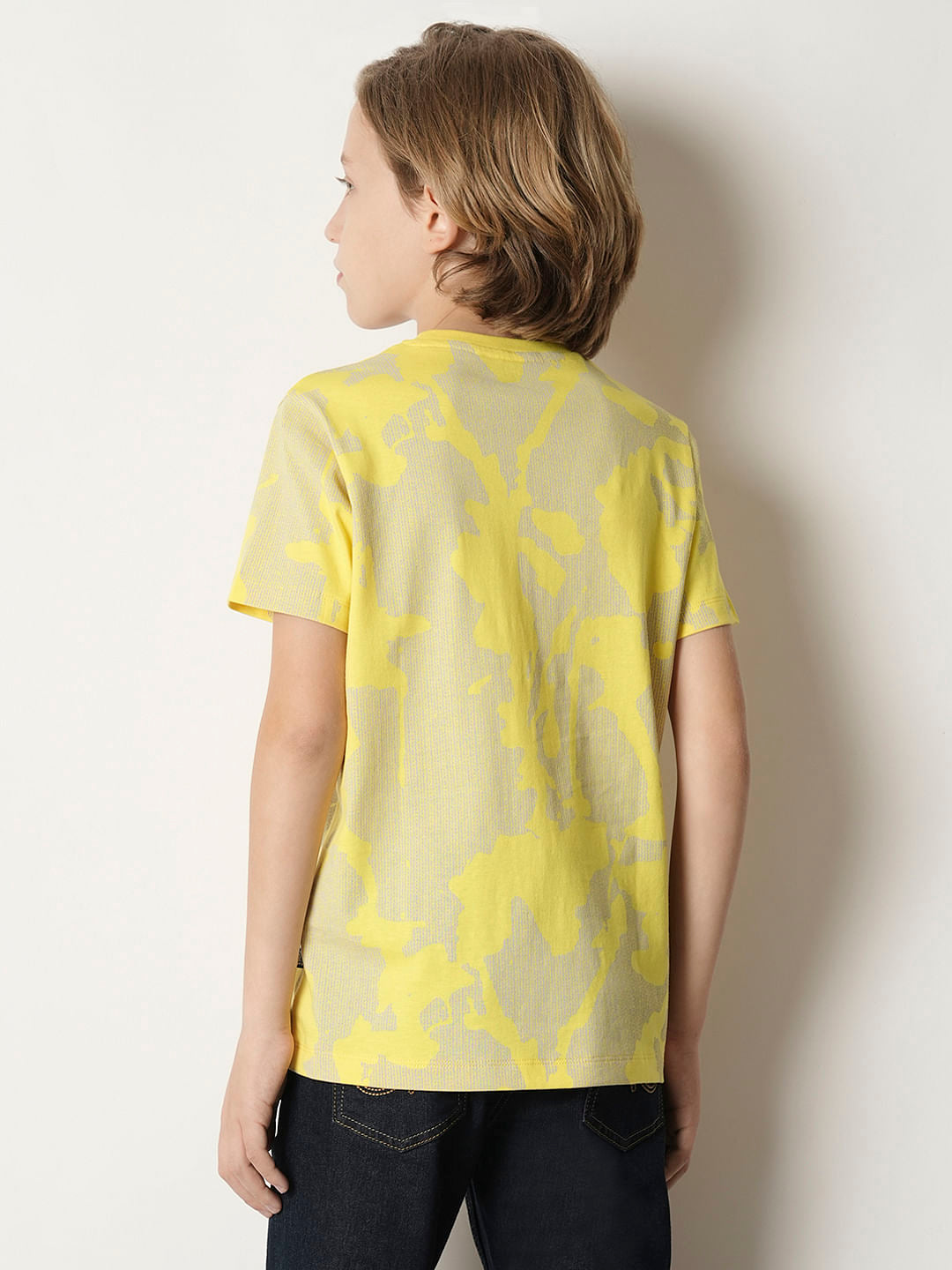 Boys Yellow Printed T-shirt