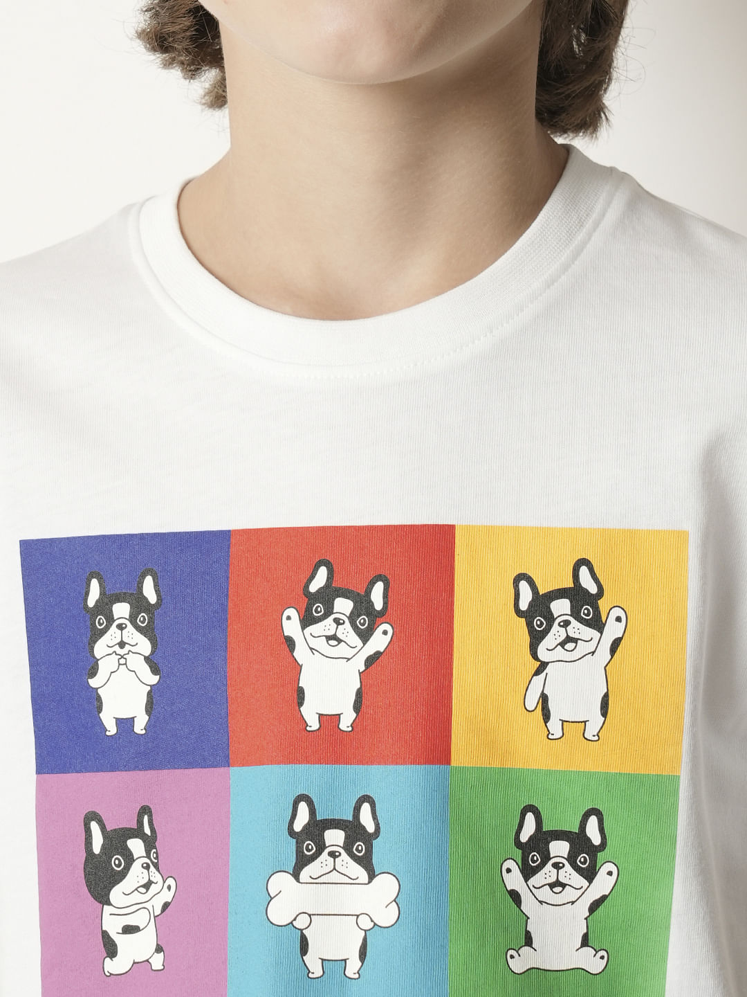 Boys White Doggo Print T-shirt