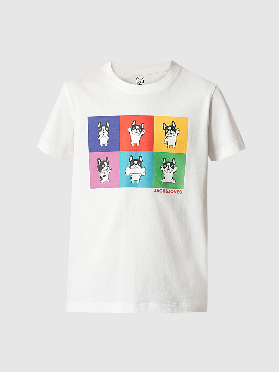 Boys White Doggo Print T-shirt