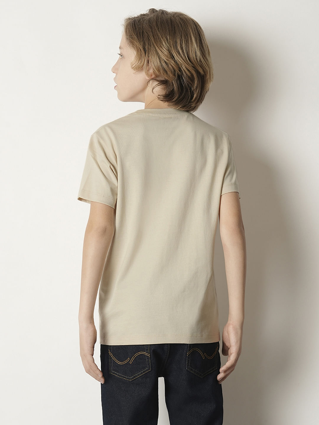 Boys Beige Doggo Print T-shirt