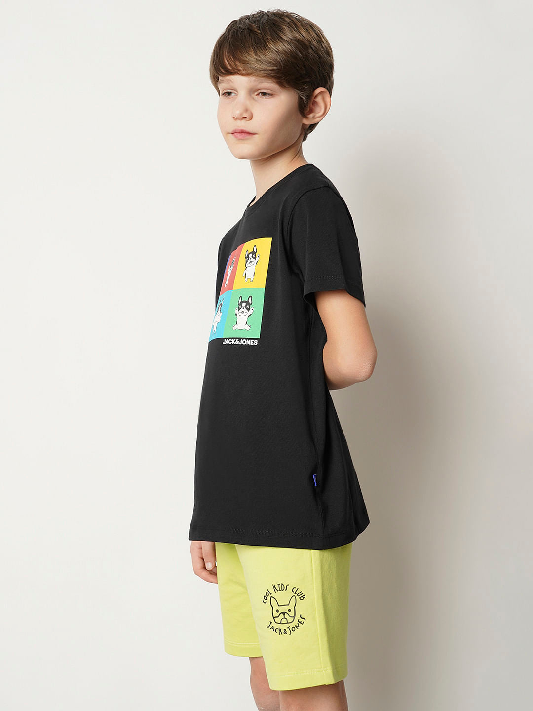 Boys Black Doggo Print T-shirt