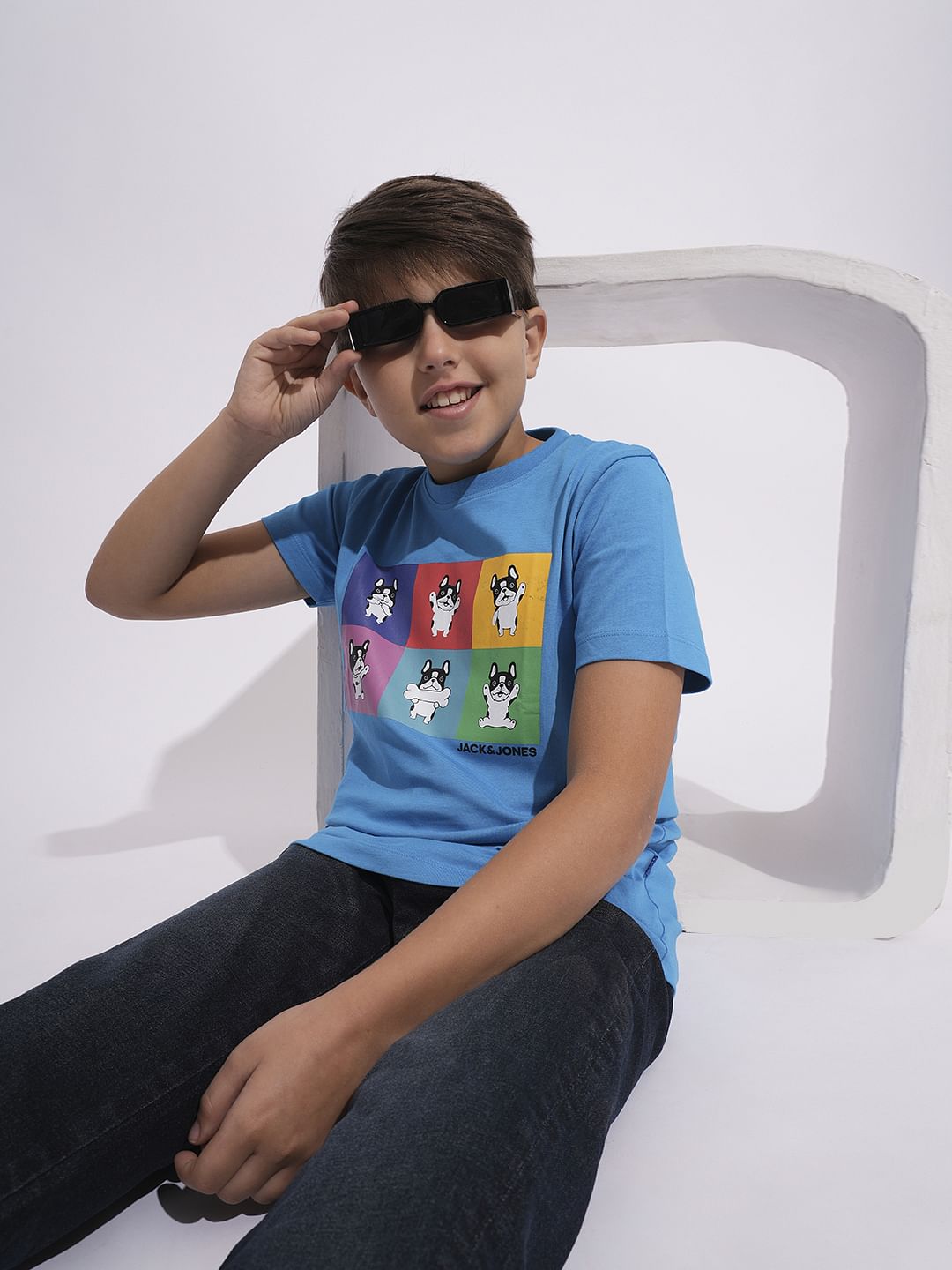 Blue Logo Print Crew Neck T-shirt - 4/5Y