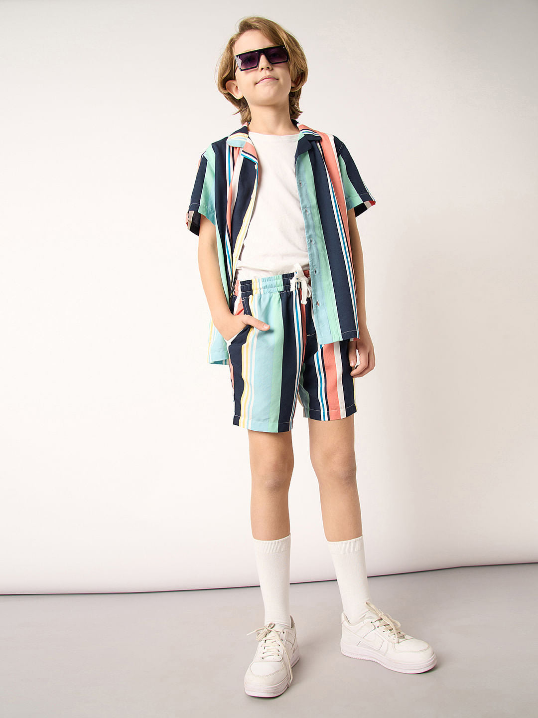 Boys Multi-Colour Striped Co-ord Set Shirt