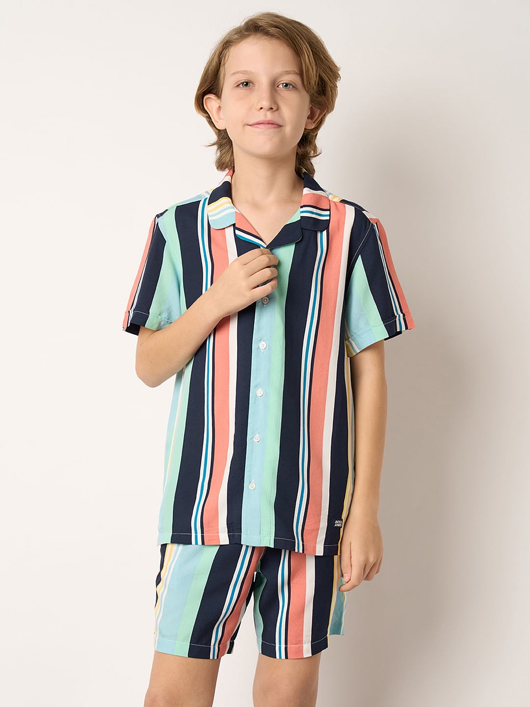 Boys Multi-Colour Striped Co-ord Set Shirt