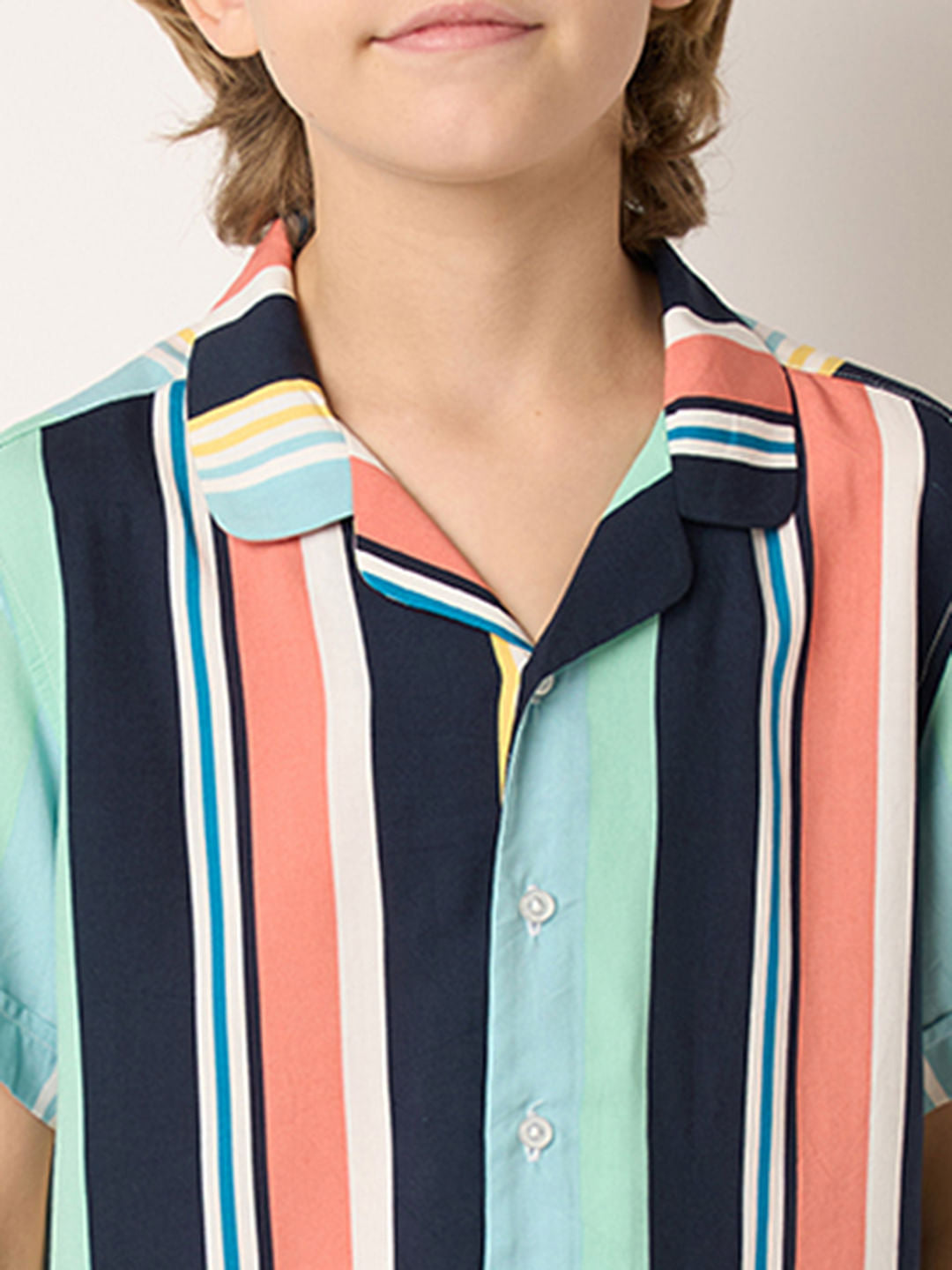 Boys Multi-Colour Striped Co-ord Set Shirt