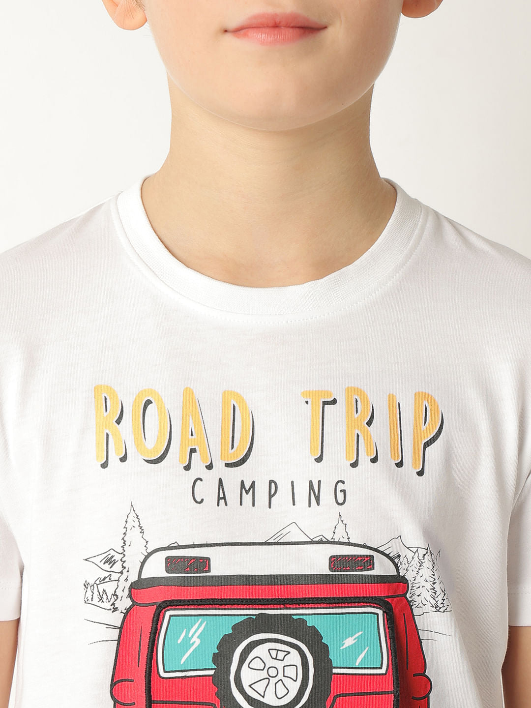Boys White Road Trip Print T-shirt
