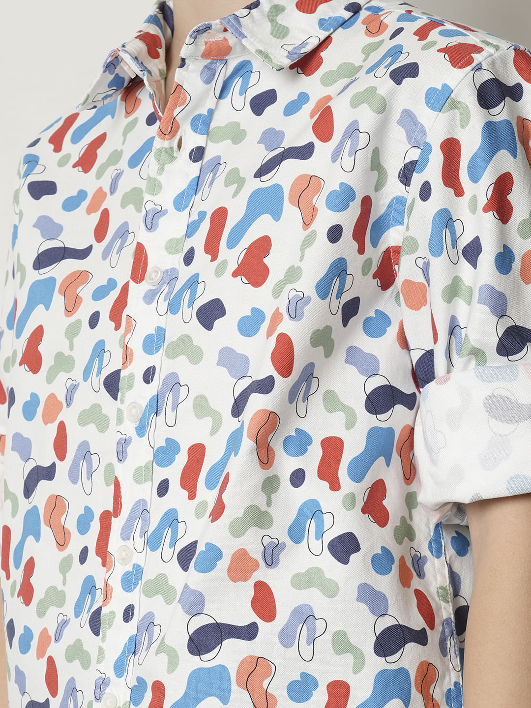 Boys White Printed Full Sleeves Shirt