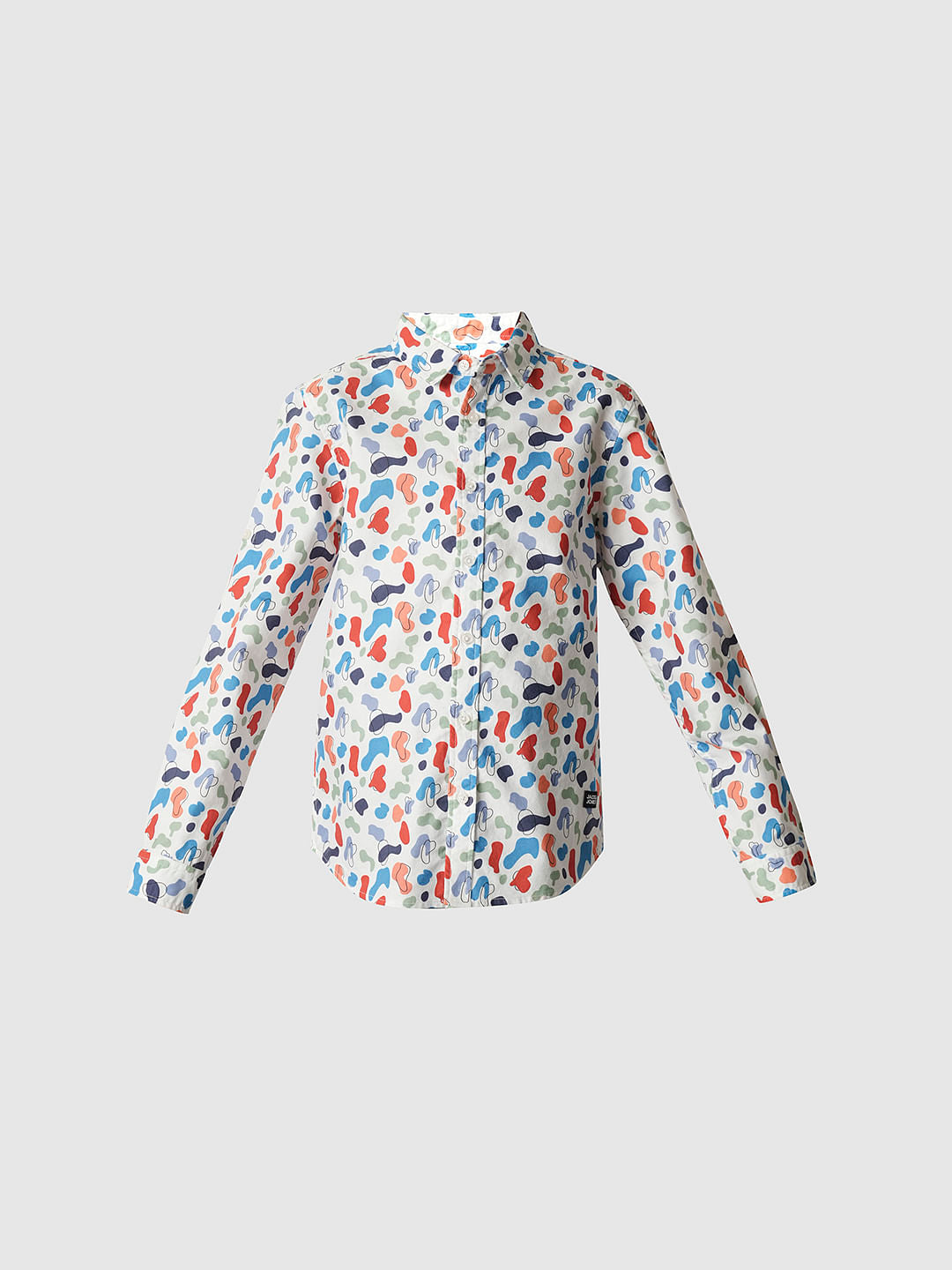 Boys White Printed Full Sleeves Shirt