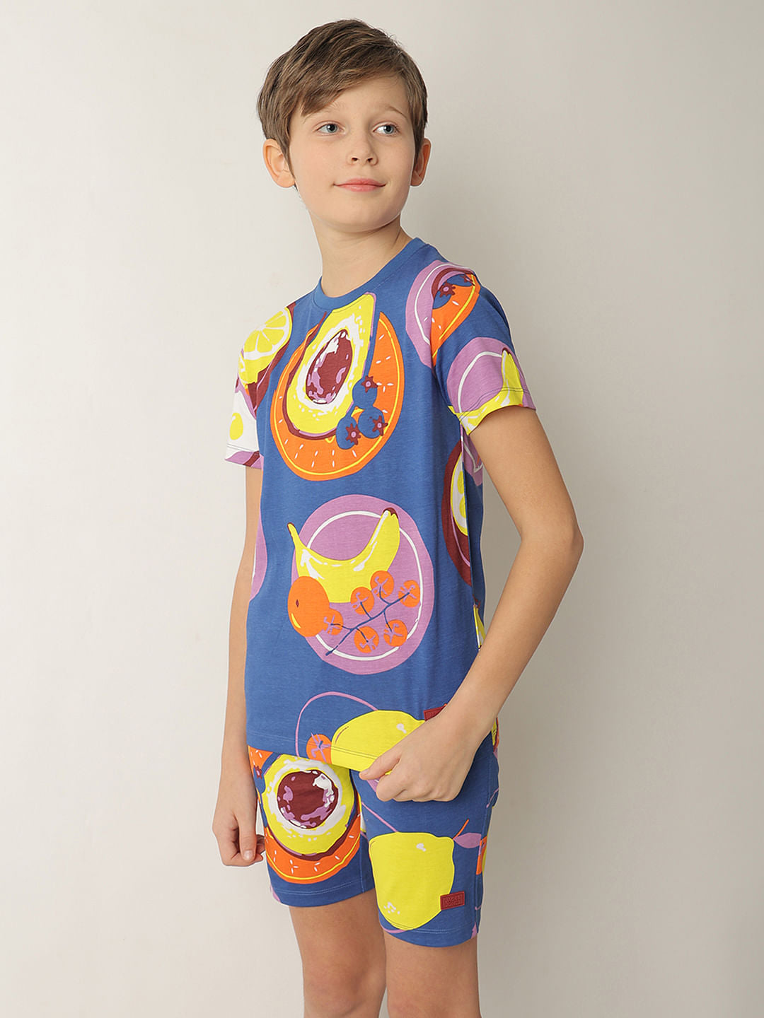 Boys Blue Fruit Print Co-ord Set T-shirt