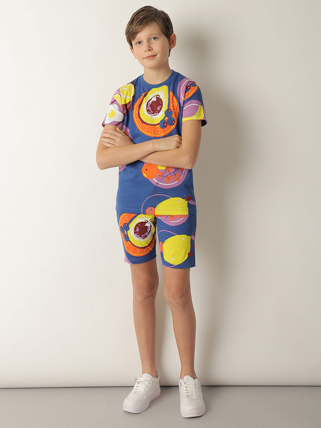 Boys Blue Fruit Print Co-ord Set T-shirt
