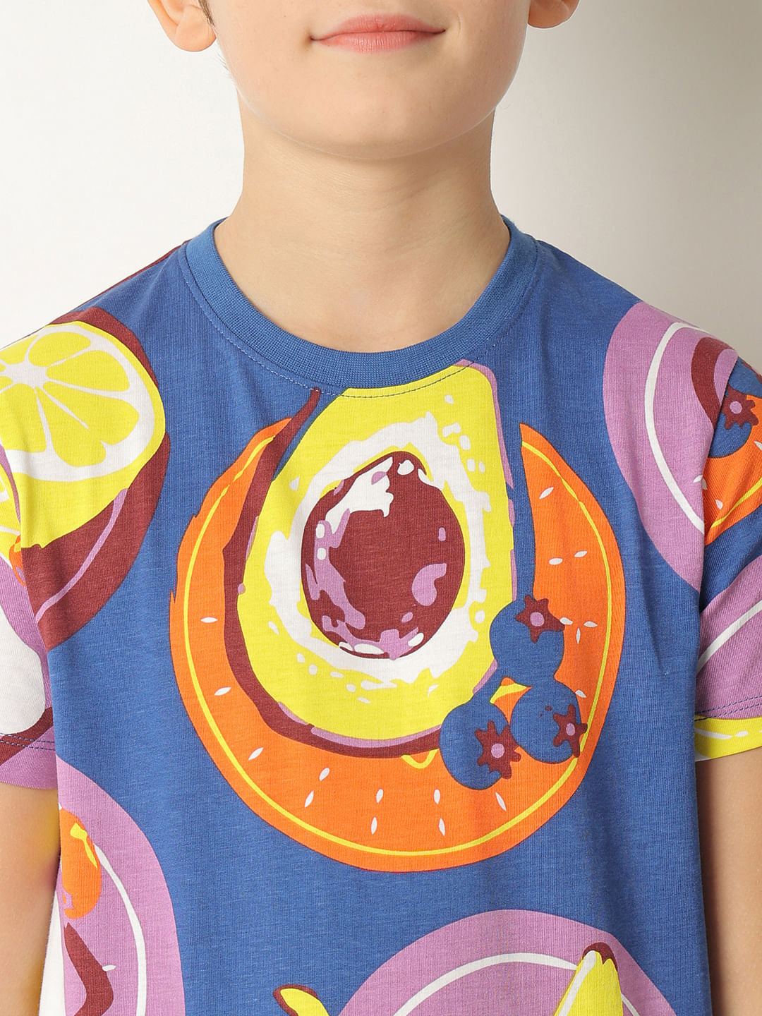 Boys Blue Fruit Print Co-ord Set T-shirt