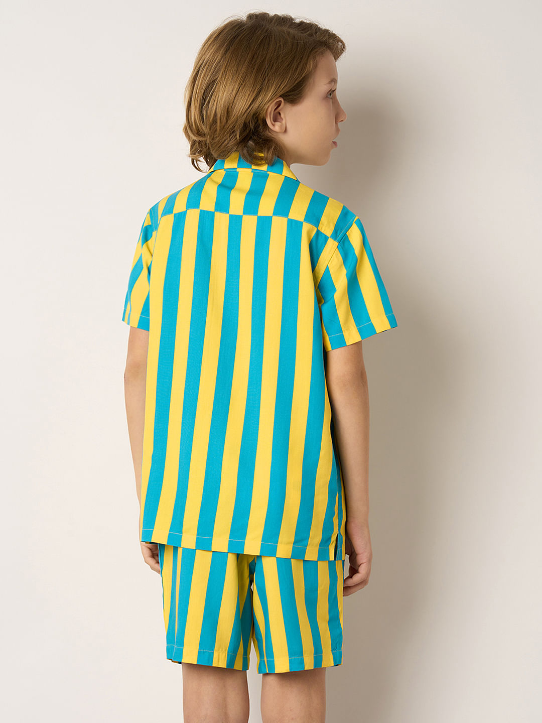 Boys Yellow Striped Co-ord Set Shirt