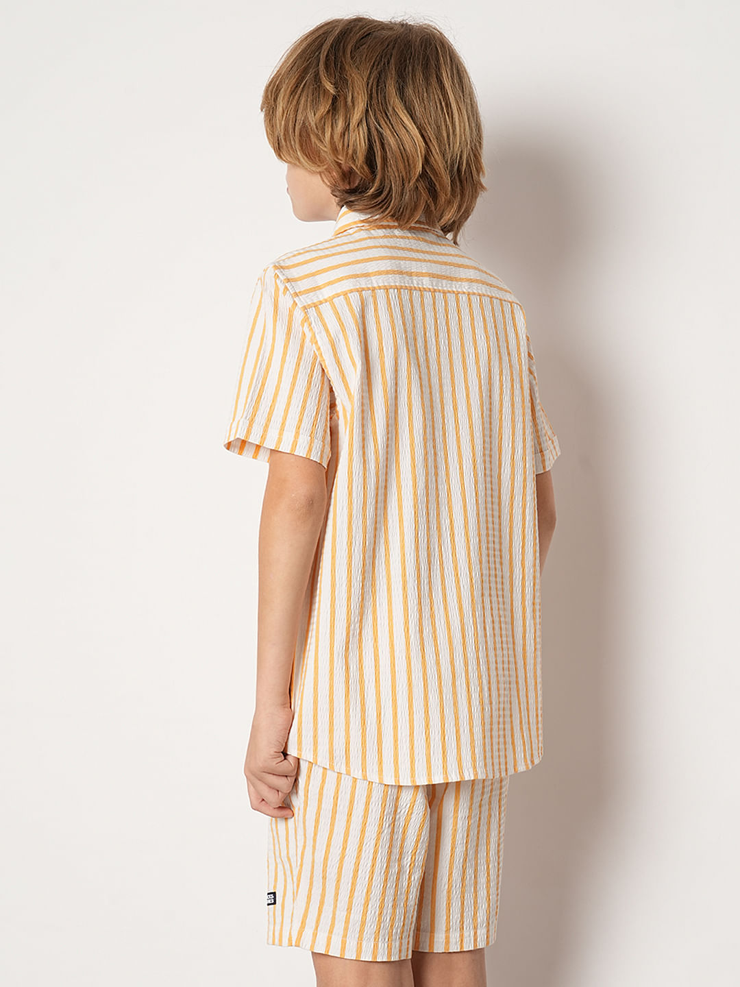 Boys Yellow Striped Co-ord Set Shirt
