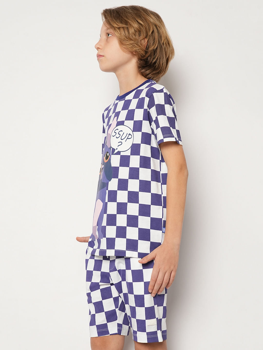 Boys Purple Dog Print Co-ord Set T-shirt