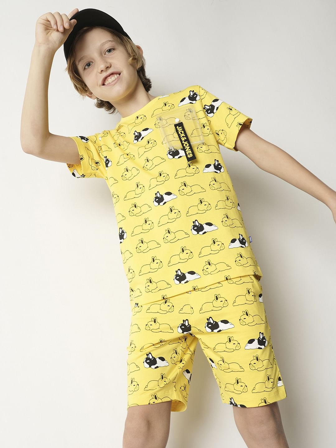 Boys Yellow Sleepy Doggo Co-ord Set T-shirt