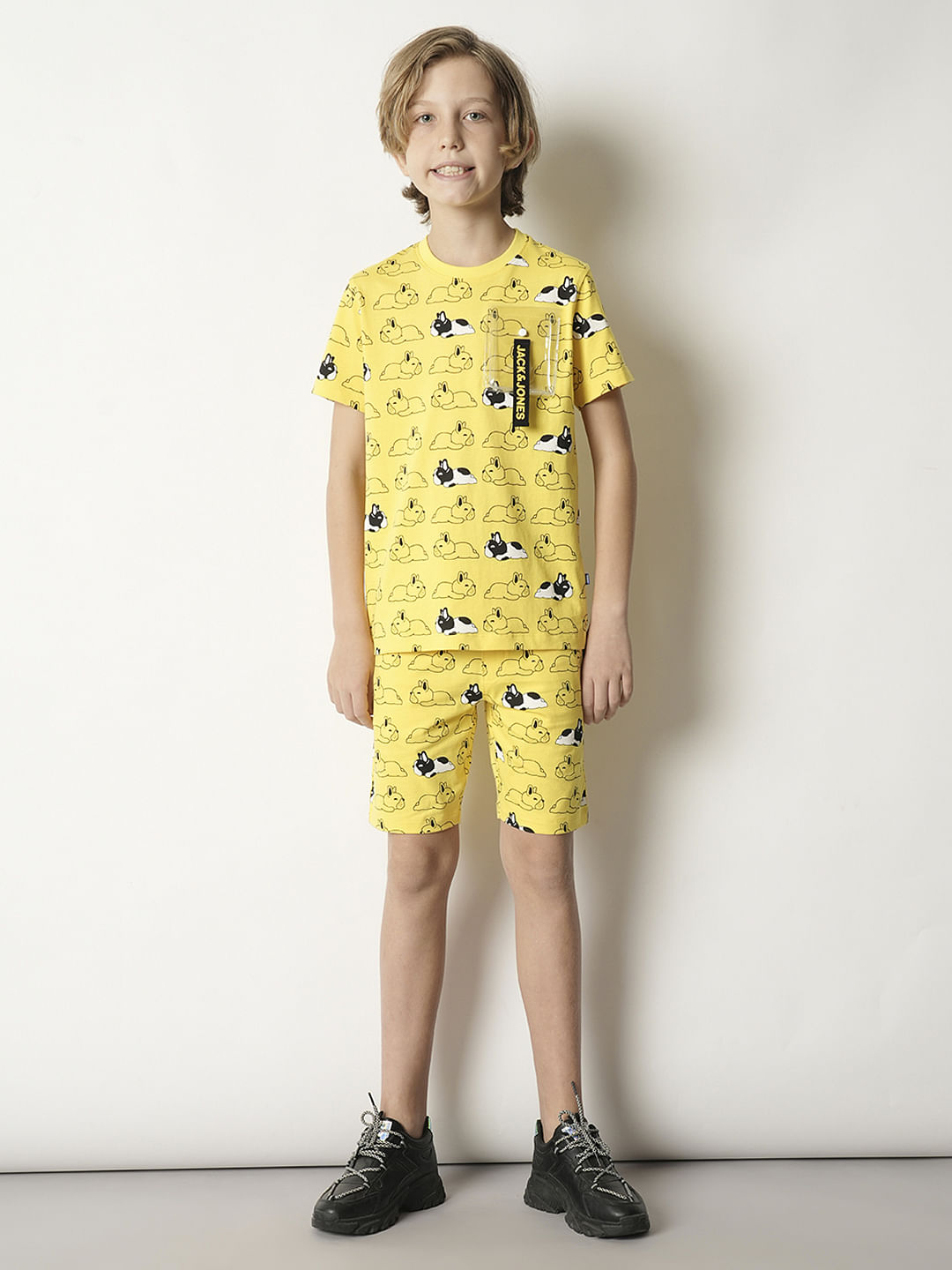 Boys Yellow Sleepy Doggo Co-ord Set T-shirt