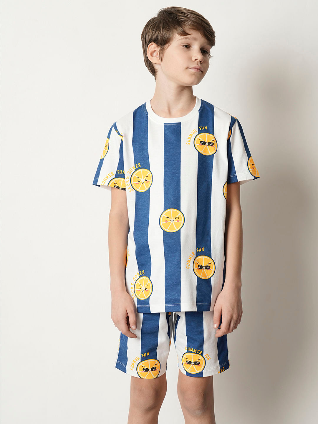 Boys Blue Smiley Print Co-ord Set T-shirt