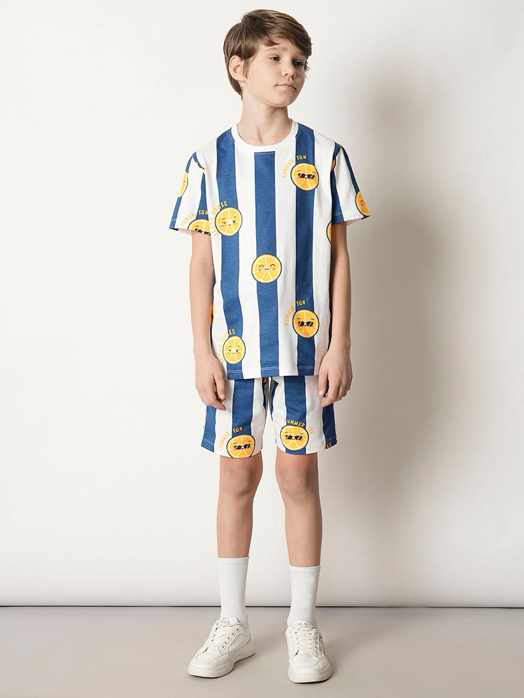 Boys Blue Smiley Print Co-ord Set T-shirt