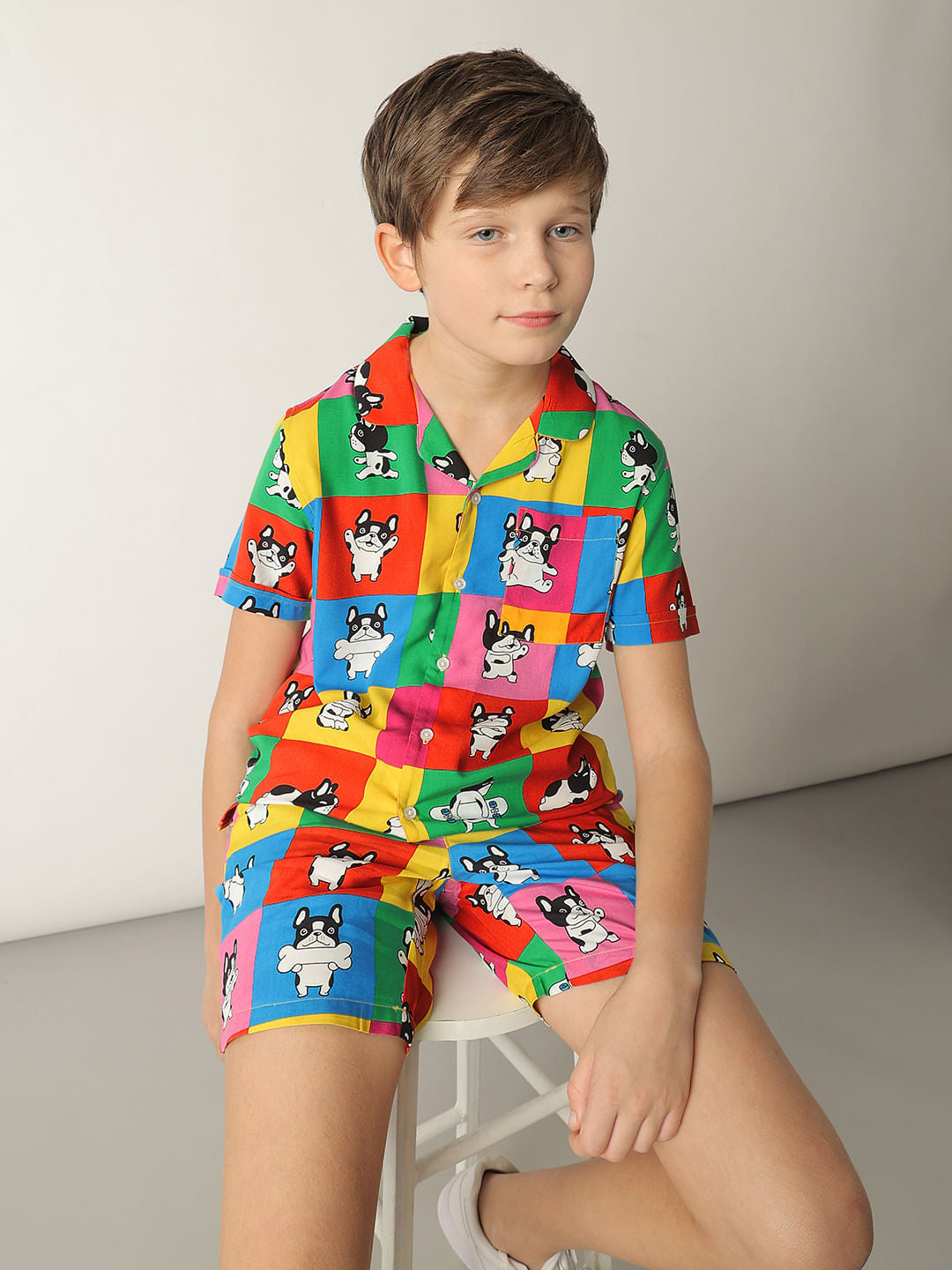 Boys Orange Colourblocked Co-ord Set Shirt - 13/14Y