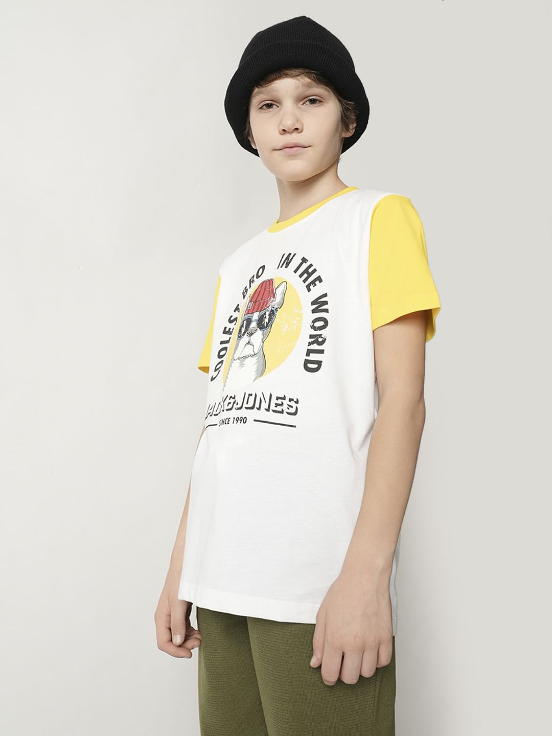 Boys White Colourblocked T-shirt