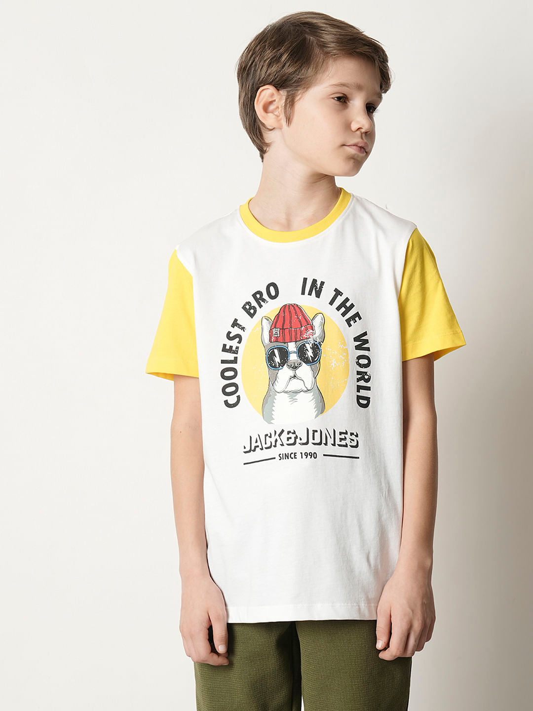 Boys White Colourblocked T-shirt