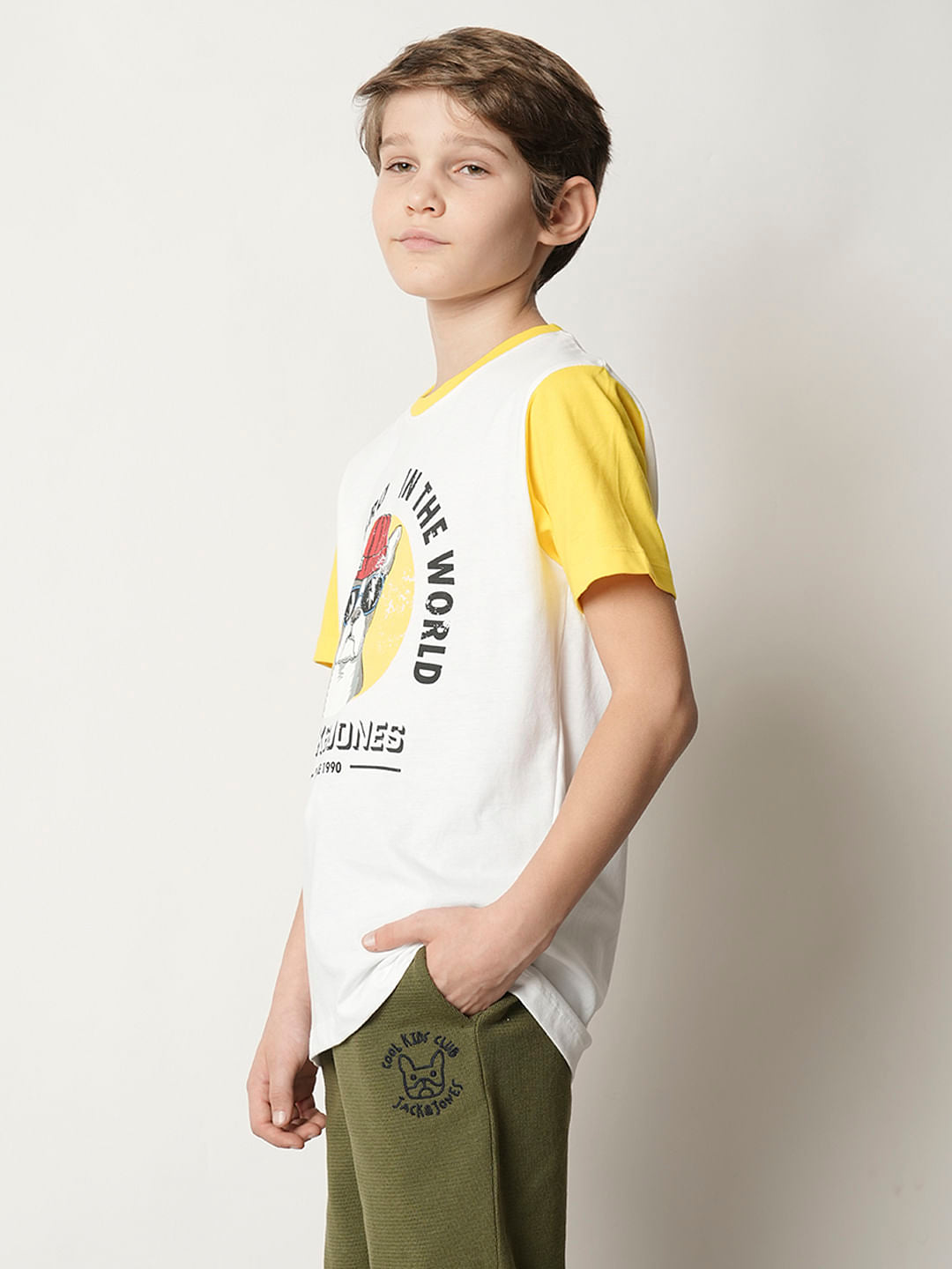 Boys White Colourblocked T-shirt