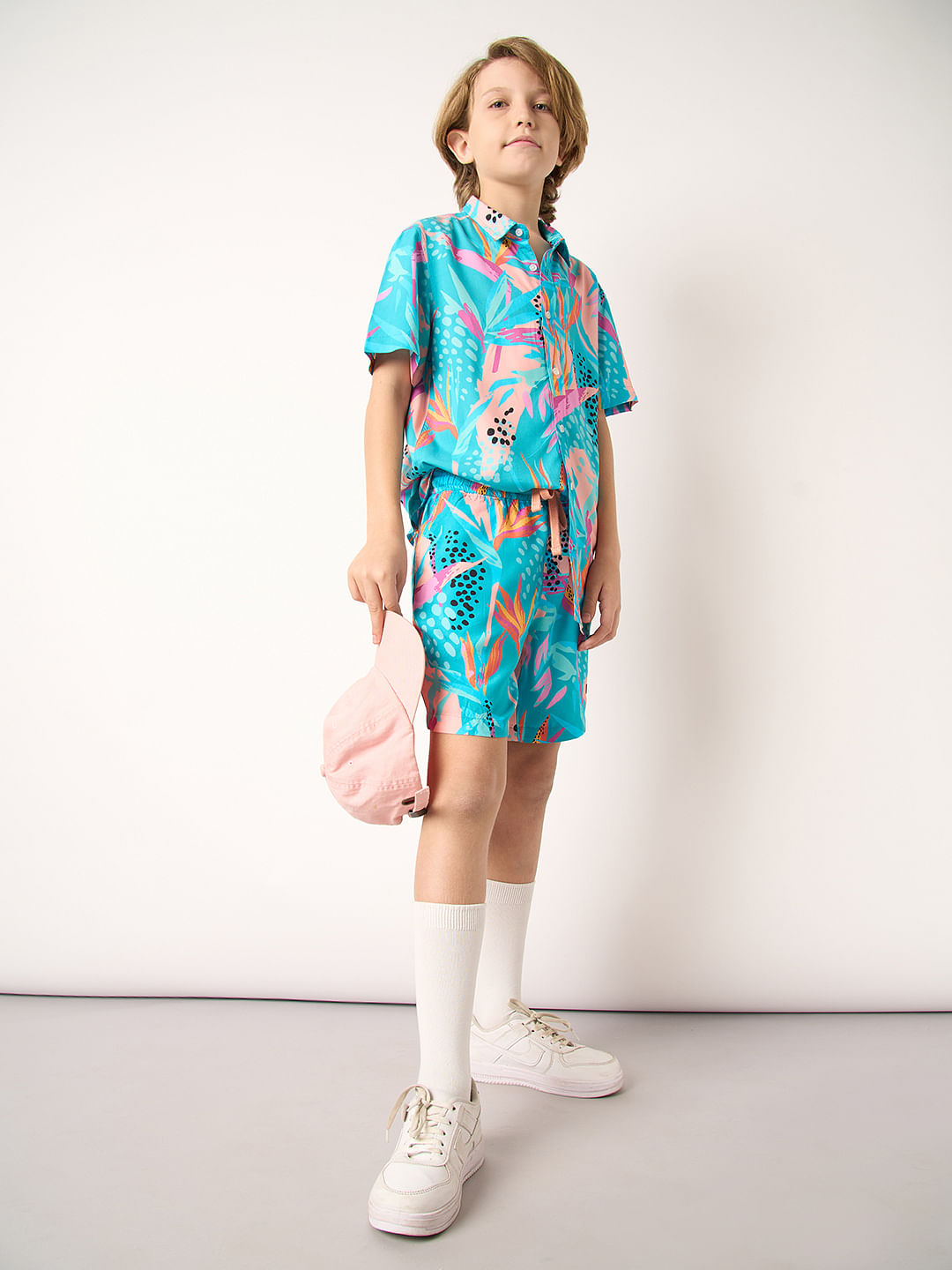 Boys Blue Tropical Print Co-ord Set Shirt - 4/5Y