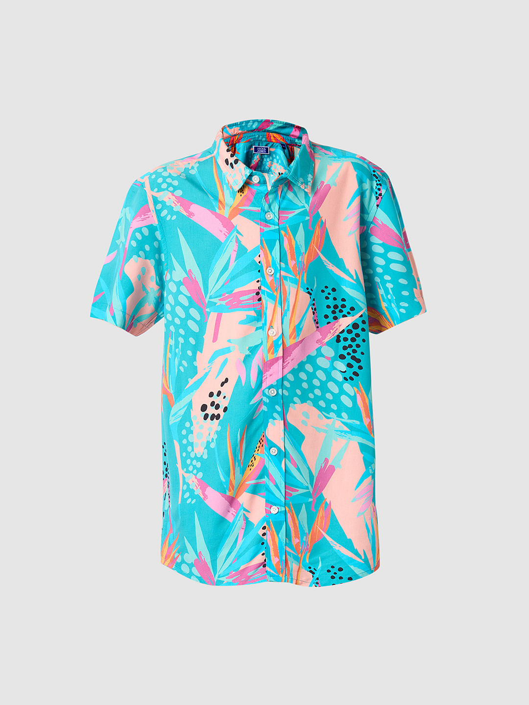 Boys Blue Tropical Print Co-ord Set Shirt