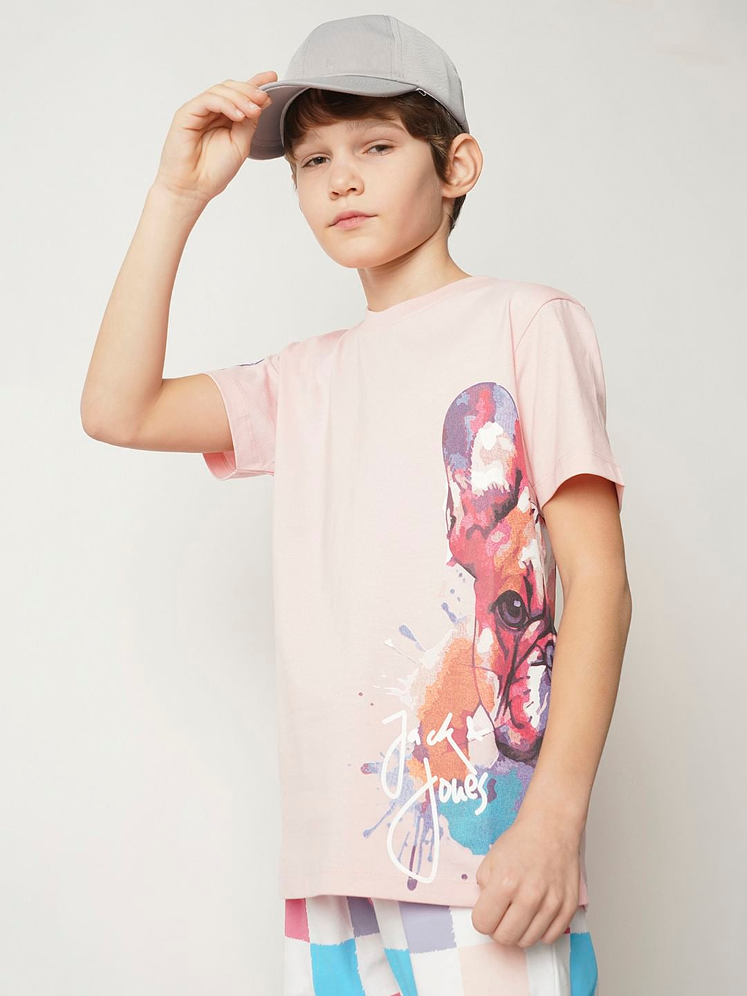 Boys Pink Large Doggo Print T-shirt - 4/5Y