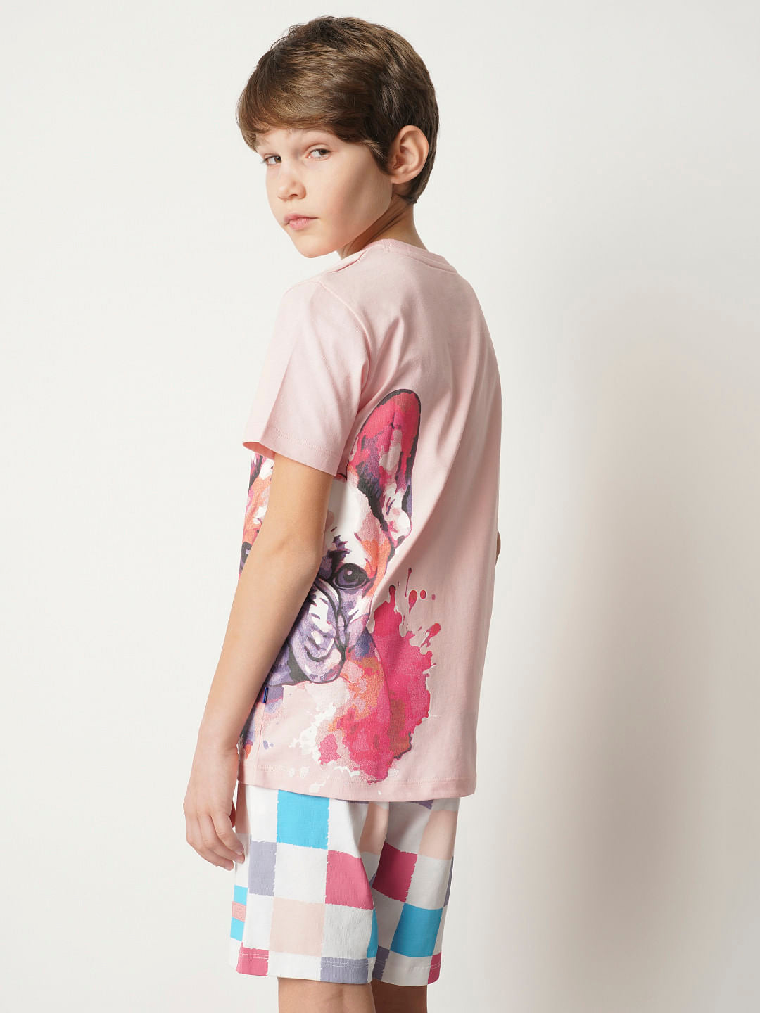 Boys Pink Large Doggo Print T-shirt