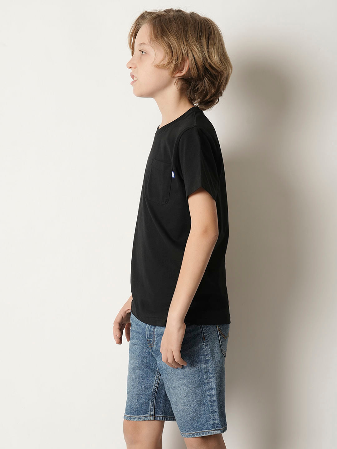 Boys Black Logo Print Crew Neck T-shirt