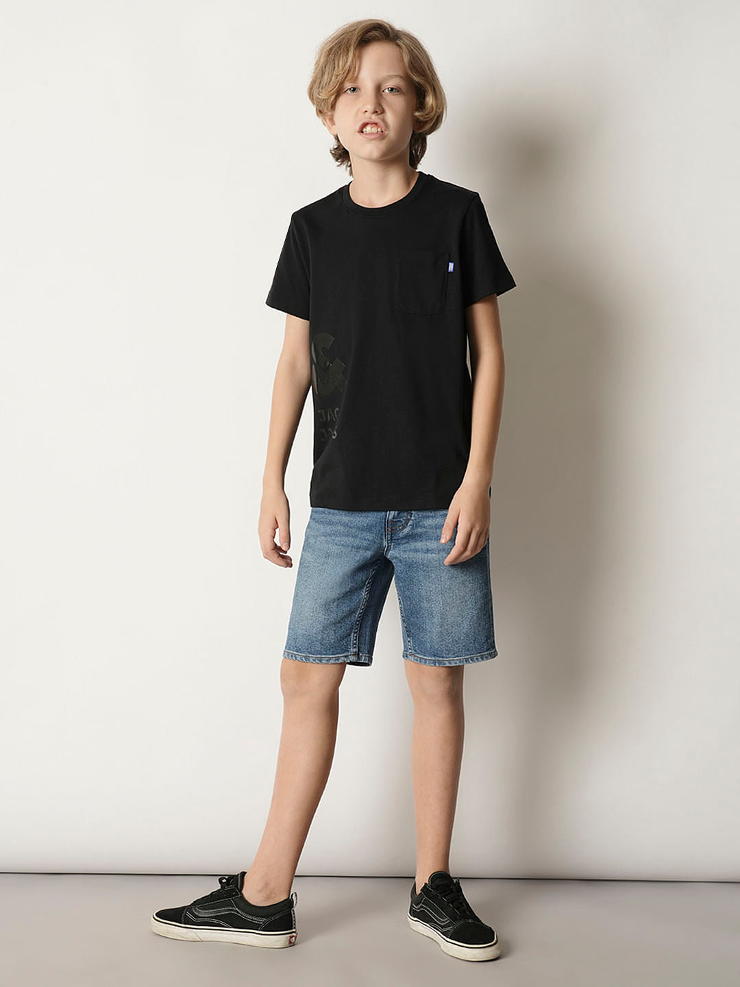 Boys Black Logo Print Crew Neck T-shirt