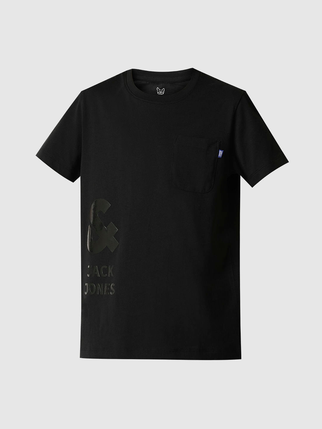 Boys Black Logo Print Crew Neck T-shirt