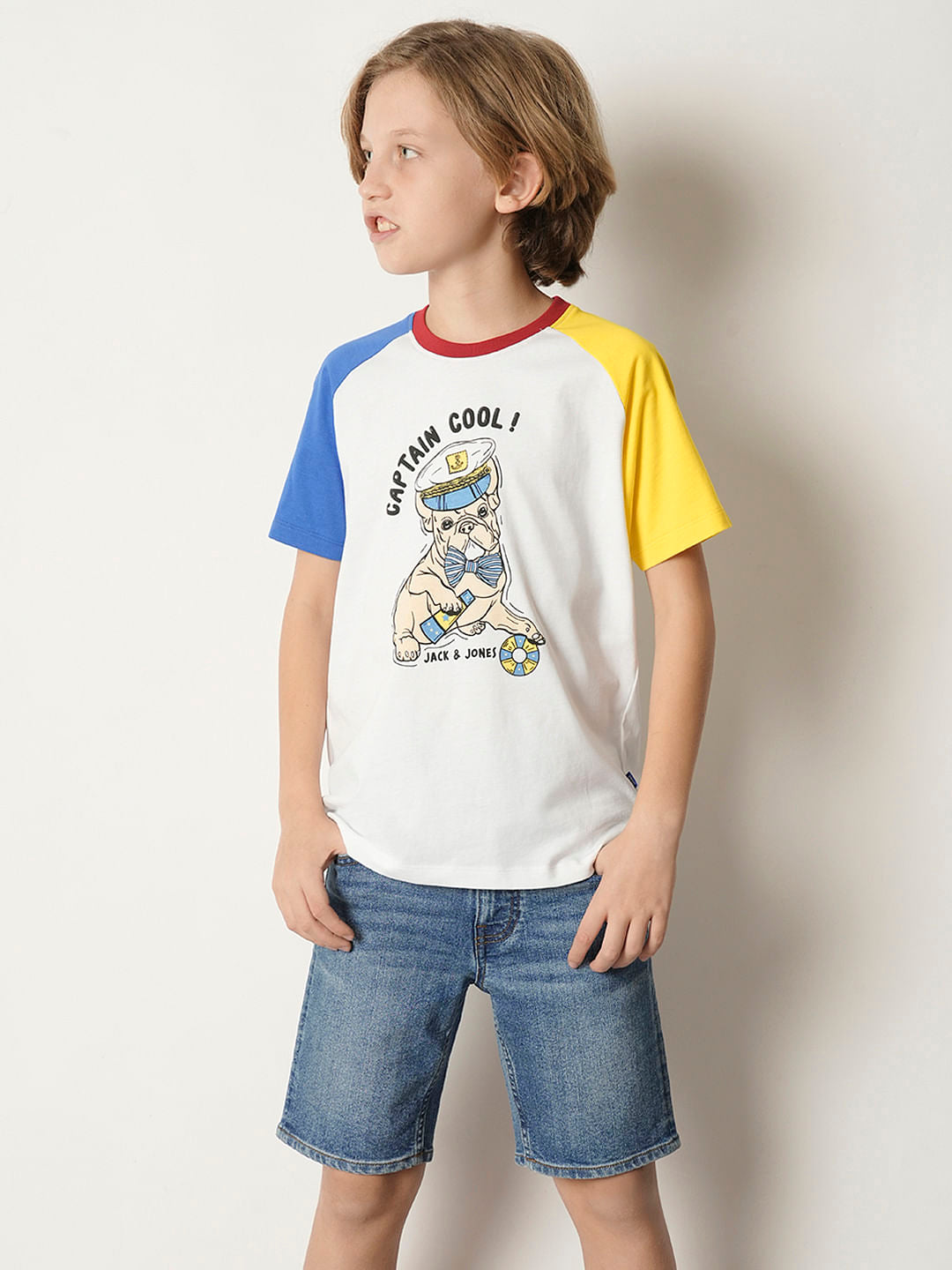 Boys White Colourblocked T-shirt