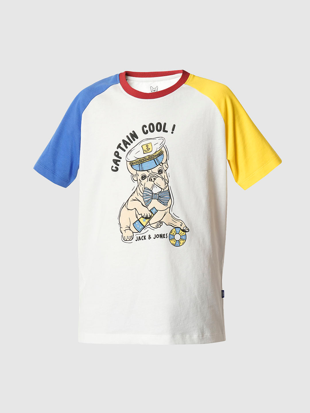 Boys White Colourblocked T-shirt