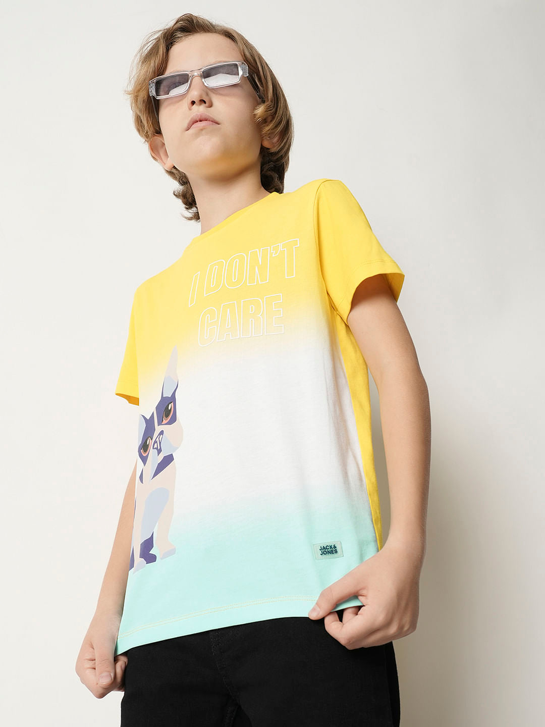 Boys Yellow Ombre Print T-shirt - 4/5Y