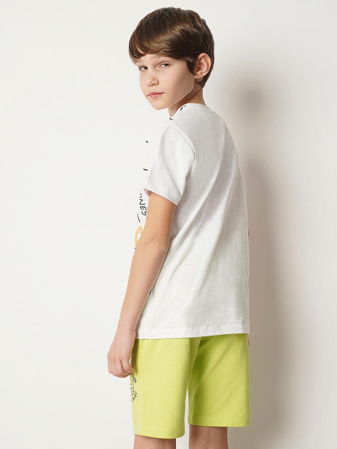Boys White Graphic Print T-shirt