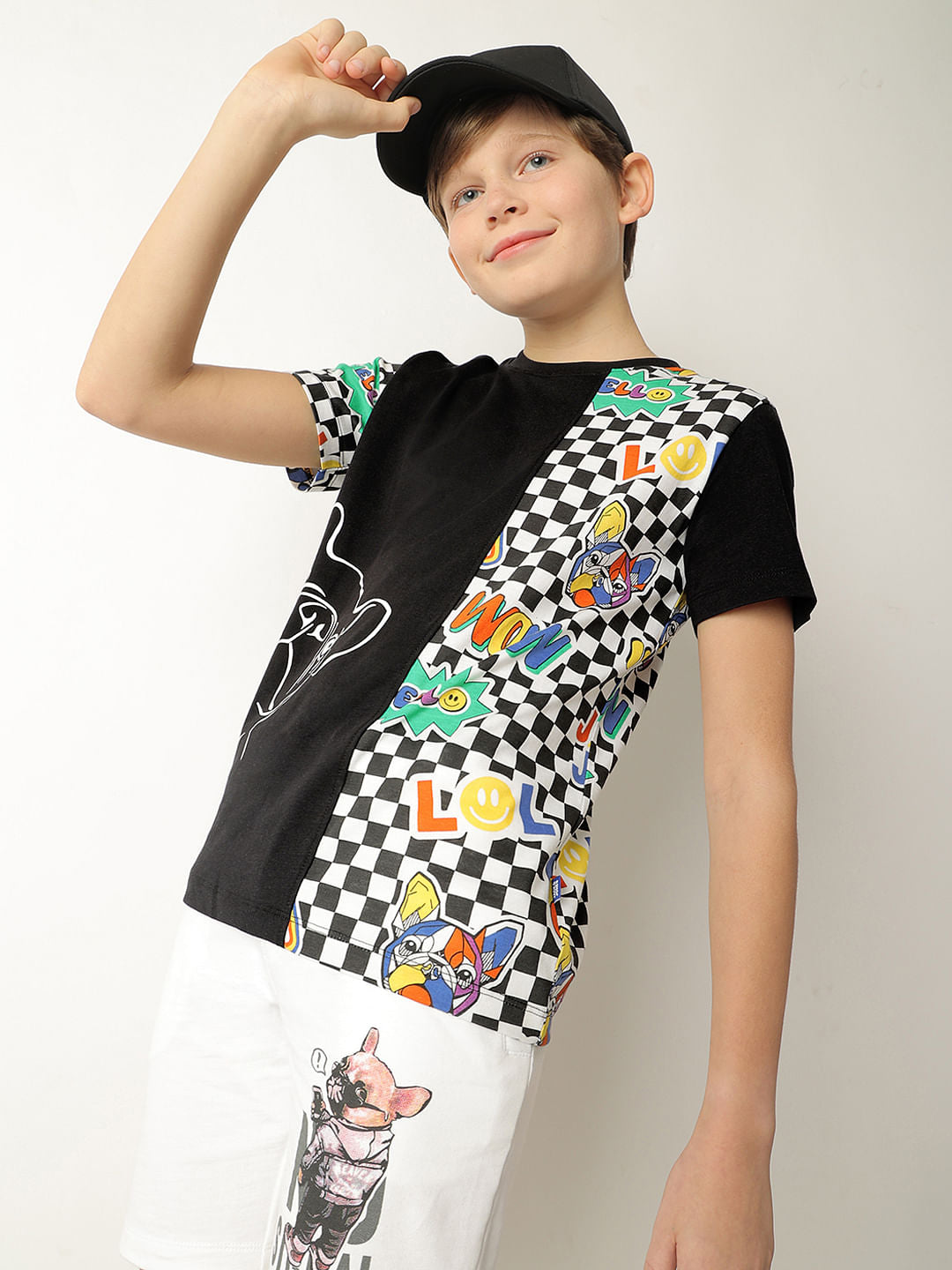 Boys Black Cut & Sew Printed T-shirt - 9/10Y