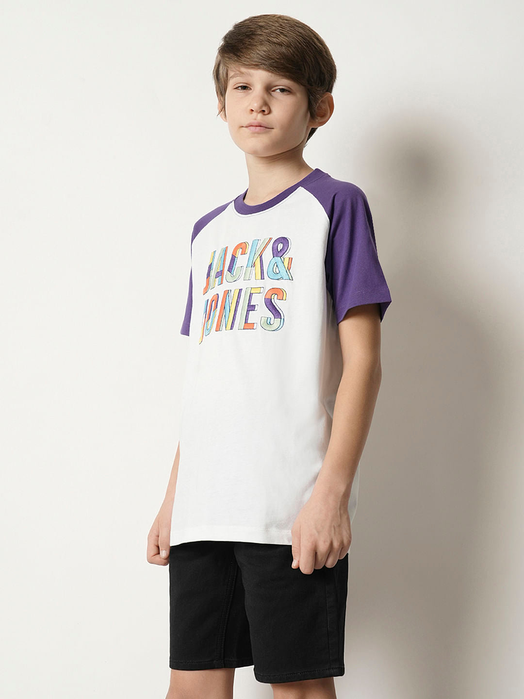 Boys White Colourblocked T-shirt