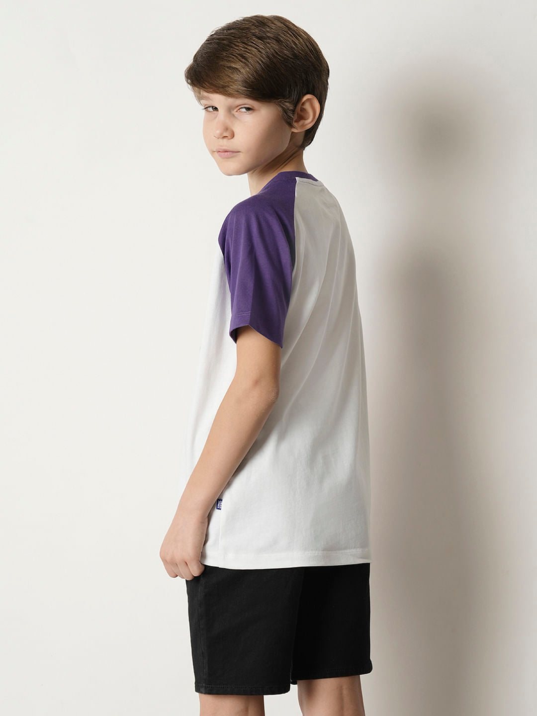 Boys White Colourblocked T-shirt