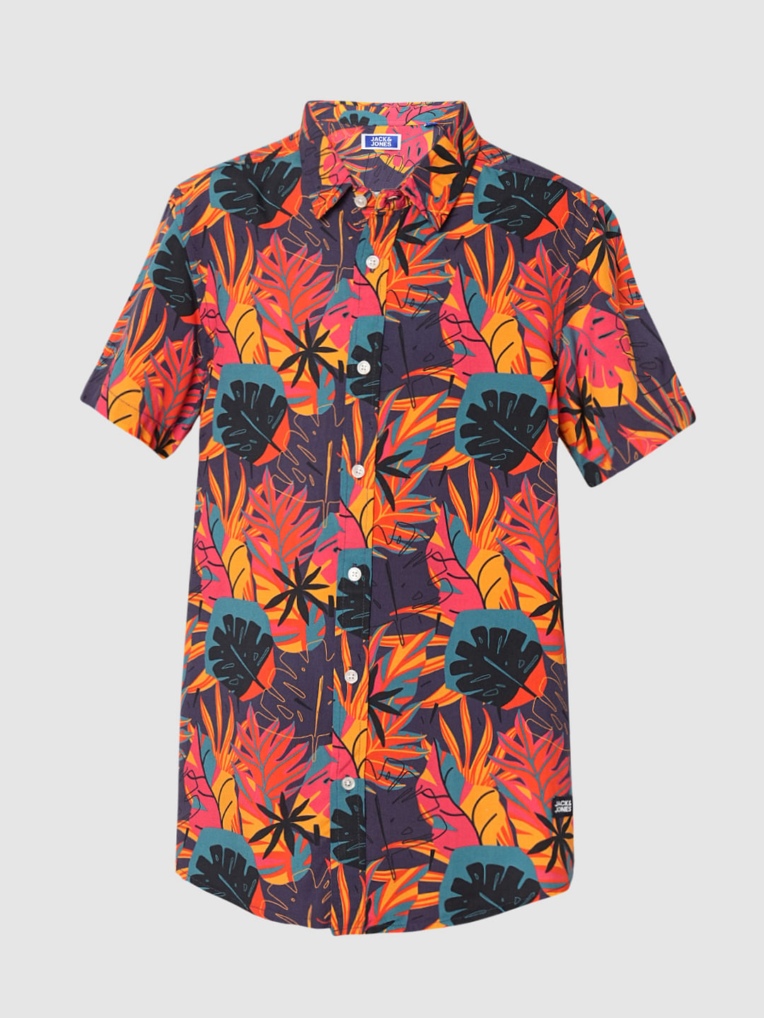Boys Purple Tropical Print Co-ord Set Shirt - Main Image