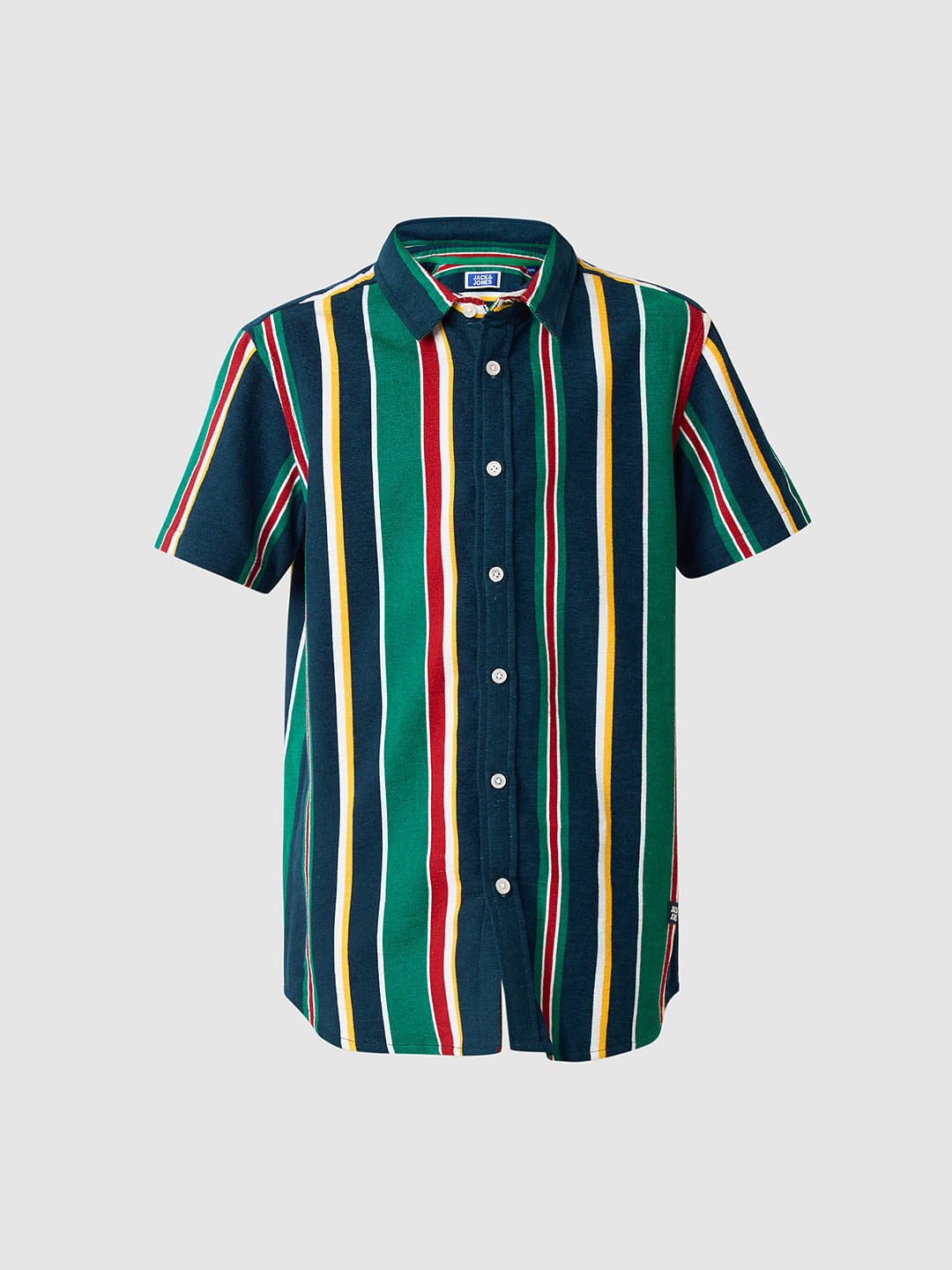 Boys Green Striped Shirt