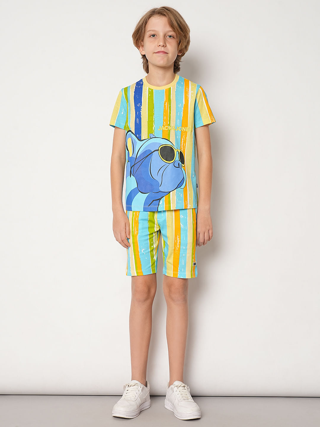 Boys Yellow Striped Knit Co-ord Set T-shirt