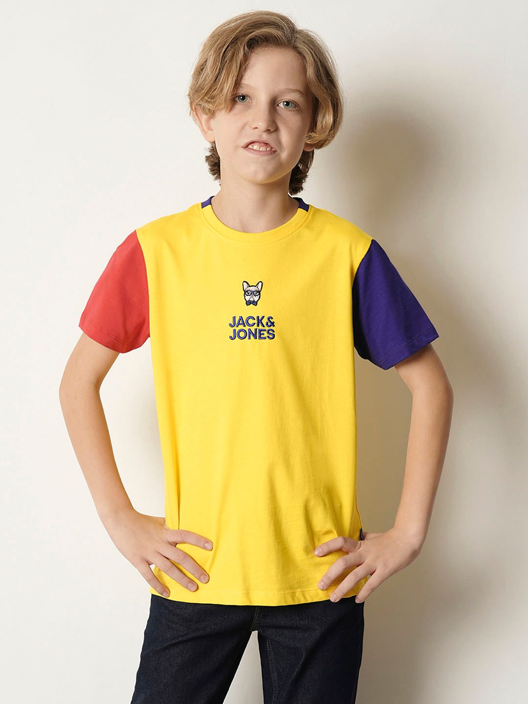 Boys Yellow Colourblocked T-shirt