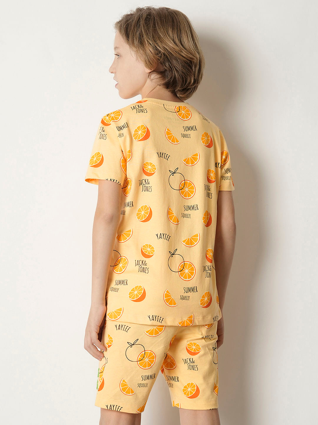 Boys Orange Fruits Print Co-ord Set T-shirt