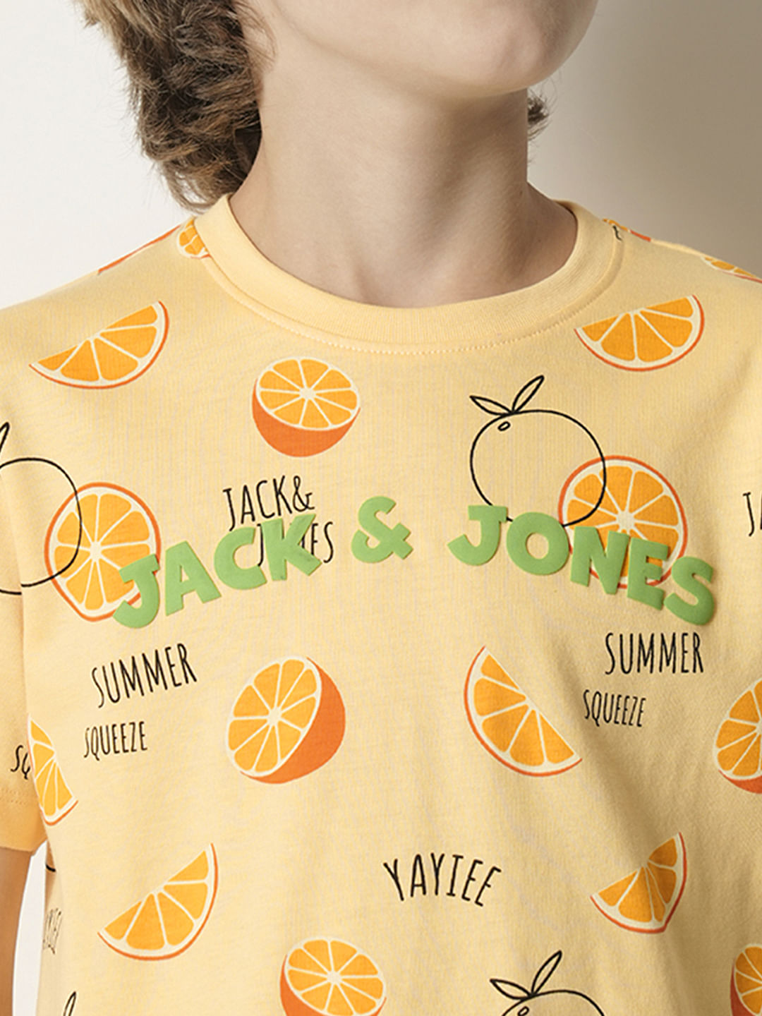 Boys Orange Fruits Print Co-ord Set T-shirt