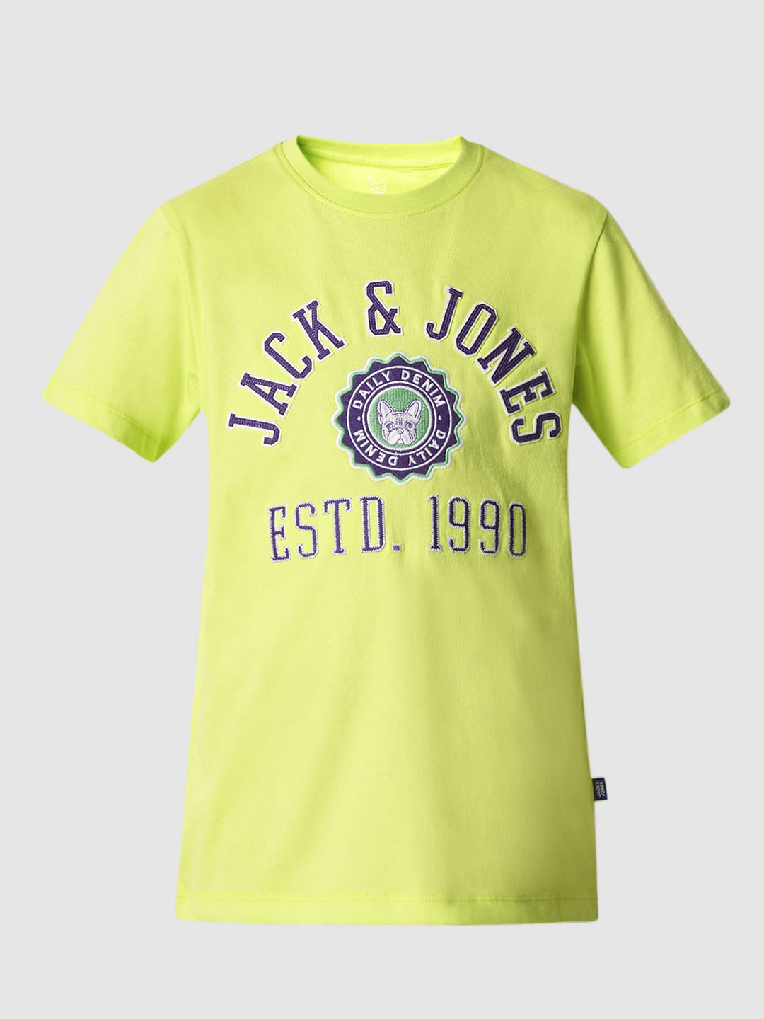 Boys Green Embroidered Text T-shirt