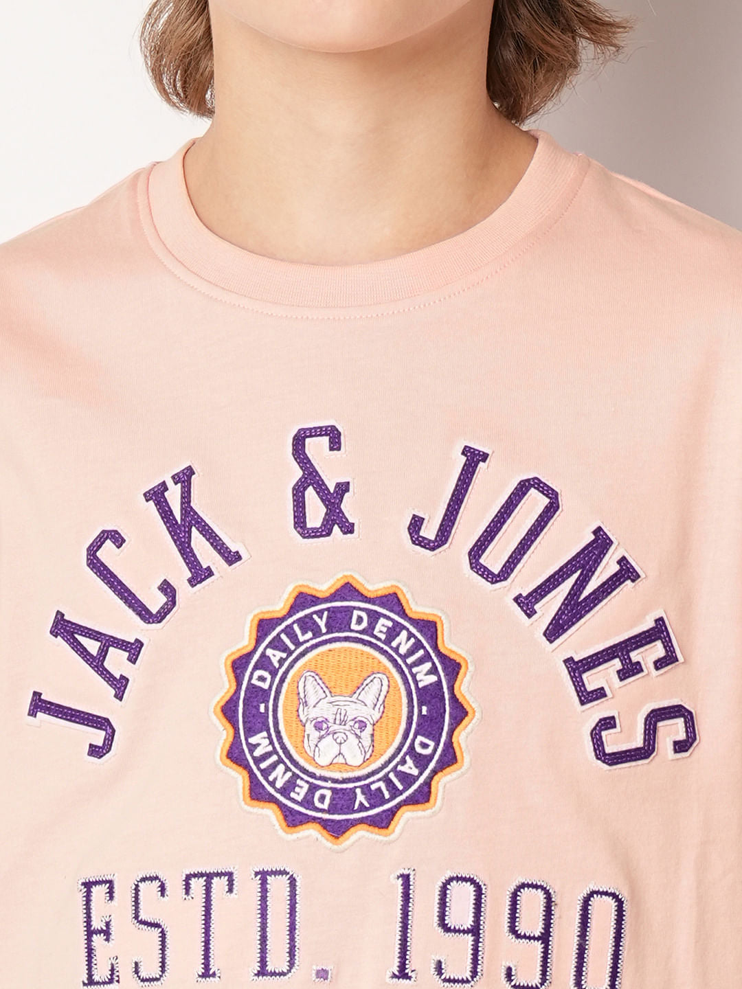 Pink Varsity Embroidered T-Shirt