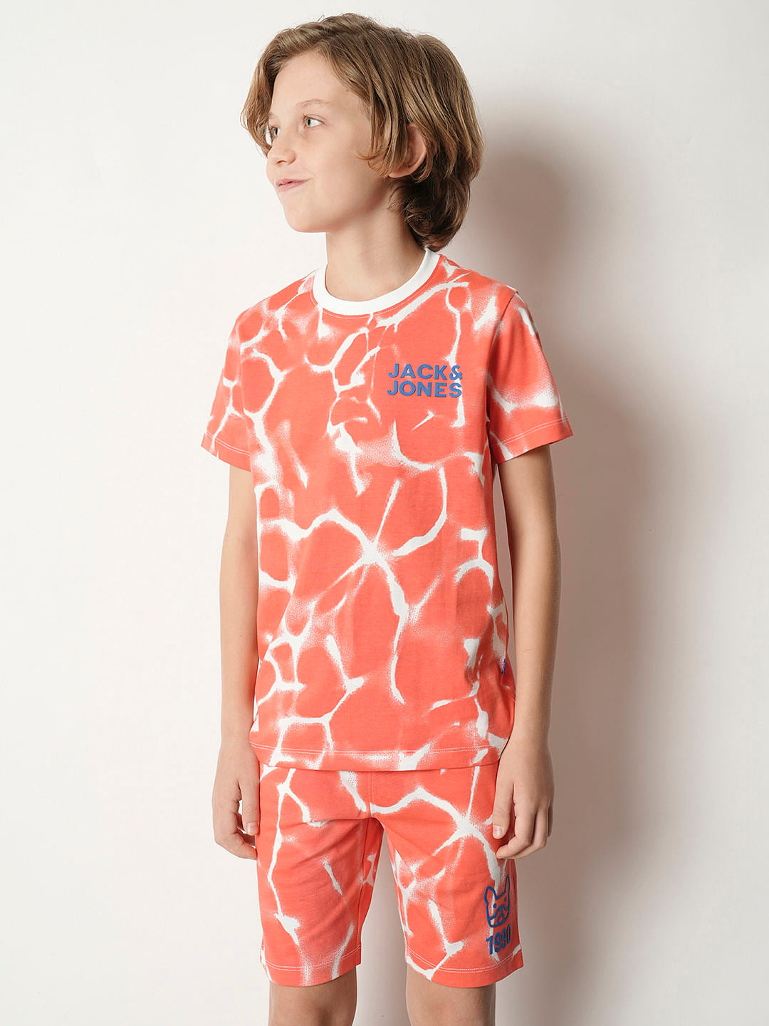 Boys Orange Tie & Dye Co-ord Set T-shirt